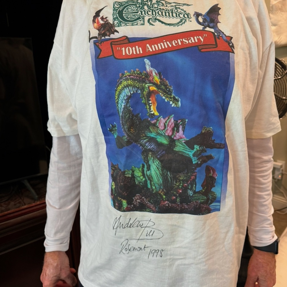 Rare Vintage Enchantica Dragon T-Shirt Signed by Author/Originator Andrew Bill